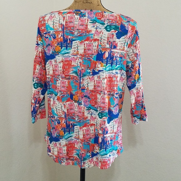 Peck & Peck abstract graphic print Italian Seaside top tunic XLP Italy travel - Picture 7 of 8